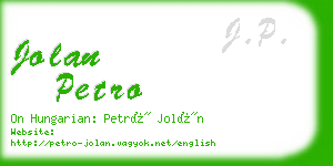 jolan petro business card